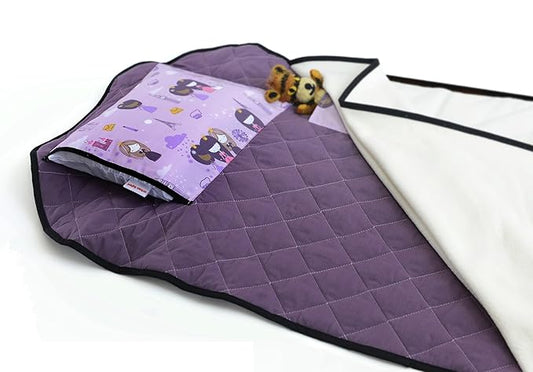 Urban Infant Tot Cot Kids Nap Mat - Toddler Preschool Daycare Bedding Cover with Blanket and Pillow - Violet