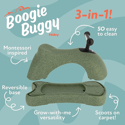 Nuby Boogie Buggy 3-in-1 Scooter for Kids – Walker, Scooter & Caster Board, Lightweight EPP Foam, Waterproof, Indoor & Outdoor Ride-On Toy, Balance & Coordination Development, Green Boogie Buggy