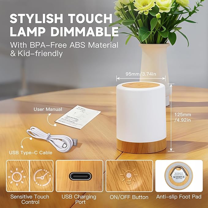 Yonito Night Light for Baby Nursery, 64 Colors Changing Touch Dimmable Night Lamp for Kids, Rechargeable Nursery Light with Timer, Portable Baby Night Light for Breastfeeding