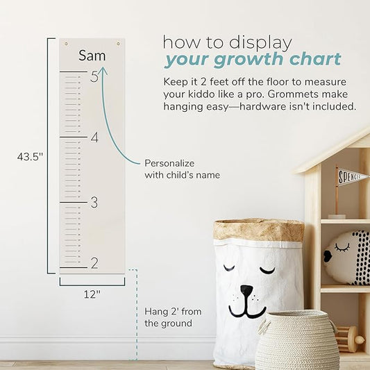 Prints Next Day – Custom Kids Ruler Growth Chart 12" x 43.5" – Personalized with Name and Color – Height Chart for Wall – Baby & Toddler Room Decor – Birthday– PVC-Free – Printed in USA