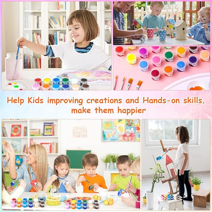 5 Pack Mini Acrylic Paint Set,12 Colors Acrylic Paints Strips for Kids&Adults Craft Paint,70 PCS Kids Painting Kit Container Strips Storage, Perfect for Home Birthday Classroom Party Favors……