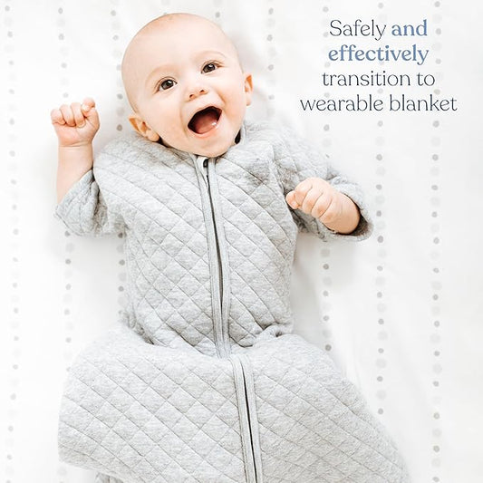 HALO Easy Transition Swaddle, Sleepsack Wearable Blanket, TOG 1.5, Heather Blue, Small