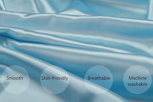 Satin Pack n Play Sheet Set 2 Pack Ultra Soft Silk Fitted Mini Crib Sheets Playard Sheet Protect for Baby Hair and Skin, Grey & Lt Blue