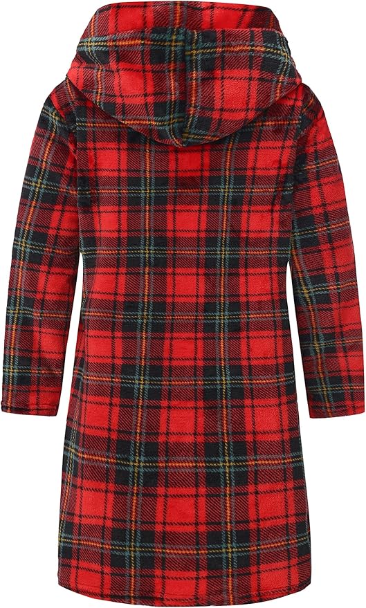 Kid Fleece Hooded Robes Girls Bathrobes Boys Soft Plush Sleepwear Toddler Fuzzy Pajamas
