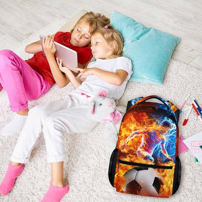 CustomWish Boys Backpacks for Kids School, Soccer Backpack for Elementary Middle Primary High Senior - 17 Inch Lightweight Sport Bookbag - Ideal Back to School Supplies
