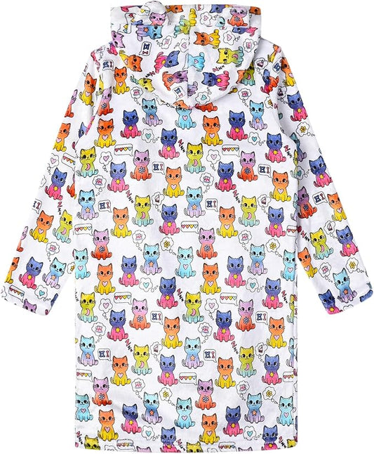CHILDRENSTAR Girls Robe Kids Cat Bathrobes Plush Soft Fleece Pajamas Sleepwear