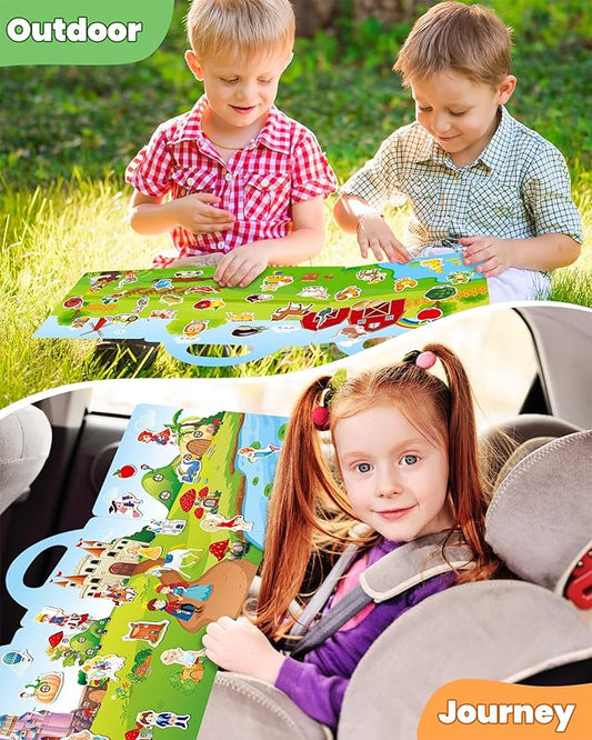 Walenced Reusable Sticker Book for Toddlers, Stickers for Kids, Toddler Sticker Book, Toddler Craft Activities, Toddler Travel Toys Ages 3 and Up Boy Girl Birthday Gifts