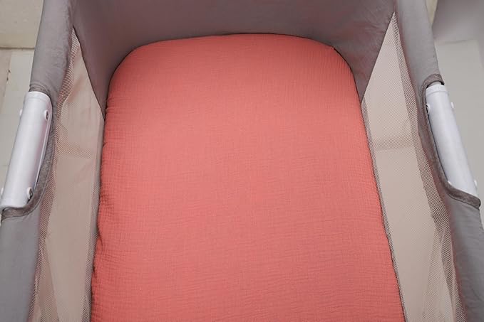 Onacosht Muslin Bassinet Sheets 33" x 19" Compatible with Mika Micky, KoolaBaby (3 in 1), BabyBond, HARPPA and RICUTON Bedside Bassinet, 2 Pack for Baby Boy and Girl, Pink and Pastel Violet