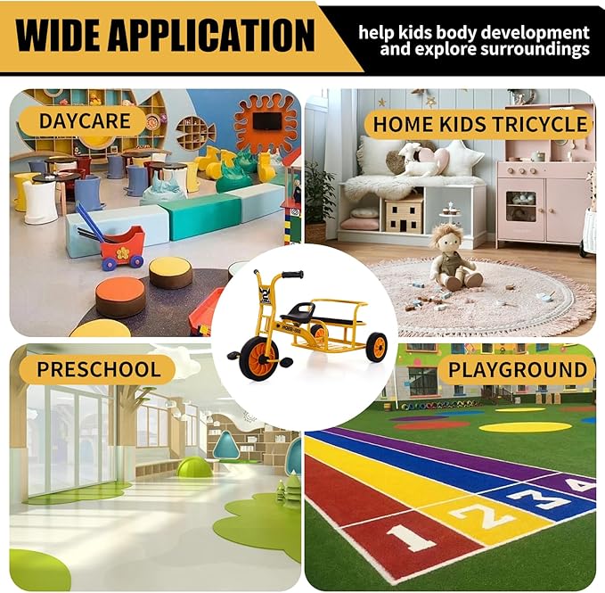 Kids Tricycle for Riders Ages 3-5 Preschool Playground Kids Tricycles, Daycare Toddler Tandem Trike,Children Tandem Bike, Outdoor Playground Equipment Trike