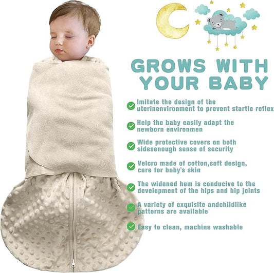 Newborn Sleep Sack Baby Swaddle,0-12 Months,3-Way Adjustable Wearable Blanket,Swaddling Sleeping Bag (Beige & Grass green, 6-12 Months)