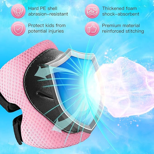 Kids Protective Gear Set Knee Pads for Kids 3-14 Years Toddler Knee and Elbow Pads with Wrist Guards 3 in 1 for Skating Cycling Bike Rollerblading Scooter