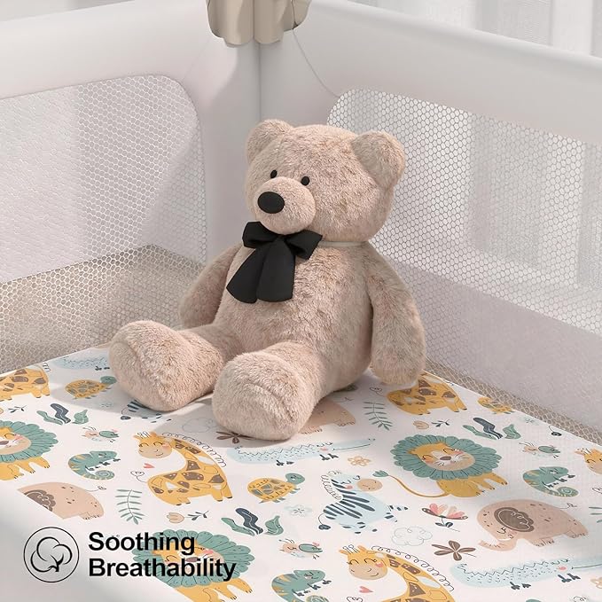 Baby Bassinet Sheets for Baby Boy Girls,4-Pack Fitted Bassinet Sheets Set Compatible with Halo Bassinest Swivel Sleeper,Baby Delight,Angelbliss,32"X16" (Animal World)