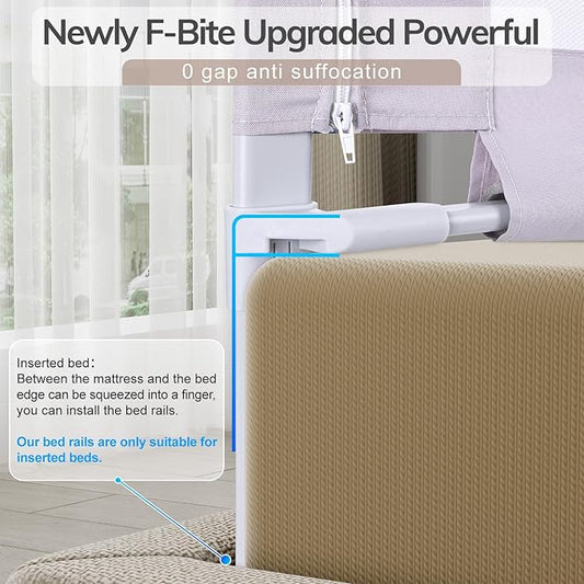 omzer Bed Rail for Toddlers - (3 Pack) Toddler Bed Rails with Double Child Lock, Bed Rail for Baby Kids with Pattern, Infants Height Adjustment Guardrail for King Size Bed - 3 Pack, 78.7x78.7x74.8”