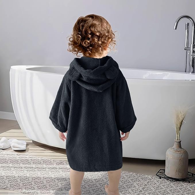 VOOVA & MOVAS Toddler Hooded Poncho Towel with Bear Ear, 0-3Years | 100% Cotton, Ultra-Soft & Absorbent | Gentle for Sensitive Skin, Bath, Pool & Beach Towel | Newborn, Navy