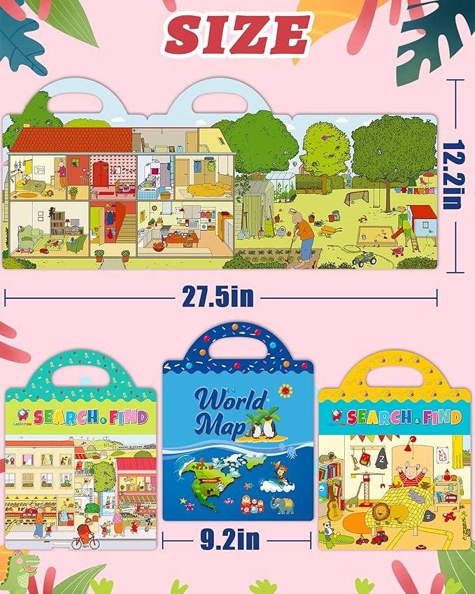 Benresive Reusable Sticker Books for Toddlers, 3 Sets Travel Stickers for Kids, Toddler Sticker Book, Crafts Activities for Toddlers, 3 and Up Birthday Gifts Travel Toys