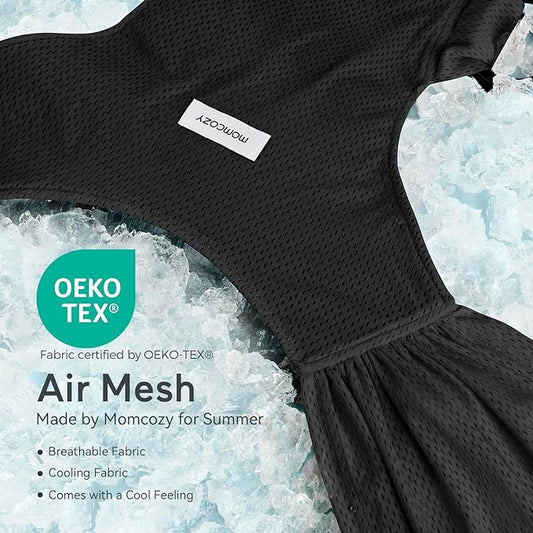 Momcozy Baby Carrier AirMesh - The Perfect Summer Water Sling for Newborns to Toddler 8-35 lbs - Cooling, Breathable and Lightweight Baby Wrap, Nice for Summer, Pool, Beach, Swimming, Black
