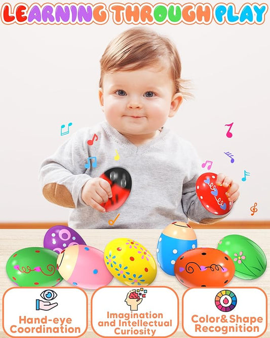 9 Pack Wooden Percussion Musical Shaker Christmas Stocking Stuffers for Toddler, Baby Stocking Easter Basket Stuffers Gifts Montessori Toys for Toddlers Kids Babies Boys Girls