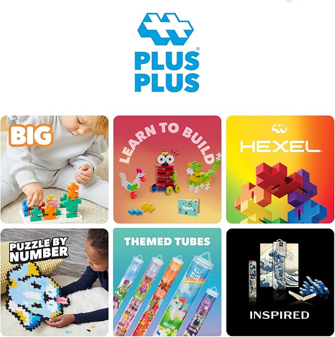 PLUS PLUS 70 Piece Interlocking Building Blocks for Kids, Open Ended Connecting Toys, Stem Bin Classroom Mini Manipulatives - Glow in The Dark Play Tube
