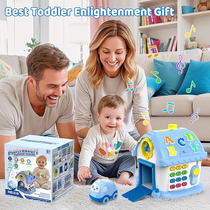 Montessori Toys for 1 Year Old Boy Gifts, 12-in-1 Musical House Educational Baby Toddler Toy Age 1-2, First Birthday for Boy Girl 6-12 12-18 6-24 Months
