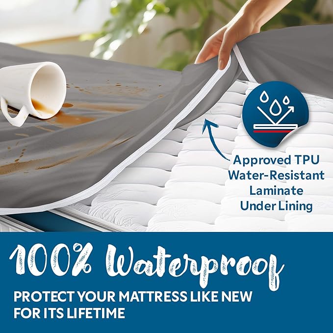 Guardmax Jersey Knitted California King Zippered Mattress Encasement - Waterproof & Bed Bug Proof Mattress Protector - Comfortable, Soft, and Noiseless Zippered Bedding - Dust Mite Proof (72 x 84)
