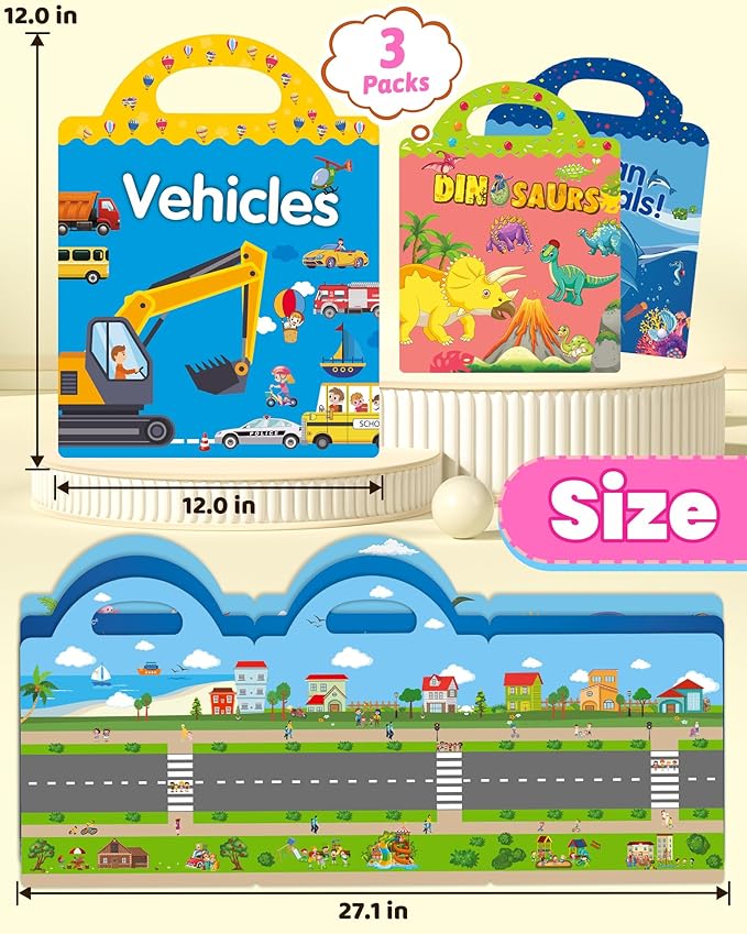Walenced Reusable Sticker Book for Toddlers, Stickers for Kids, Toddler Sticker Book, Toddler Craft Activities, Toddler Travel Toys Ages 3 and Up Boy Girl Birthday Gifts