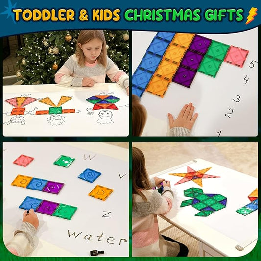 Soyee Magnetic Tiles Toddler Toys Magnetic Building Blocks for Kids Ages 3-12 STEM Educational Toys for Girls & Boys Sensory Play for Preschool Learning Birthday Toddler Xmas Gifts