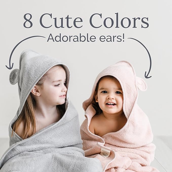 Natemia Hooded Baby Bath Towel - 100% Organic Cotton Baby Towels for Newborns, Toddlers, Boys, Girls - Soft Absorbent 450 GSM - Gentle on Sensitive Skin - Baby Shower Registry Gift (35" x 35")