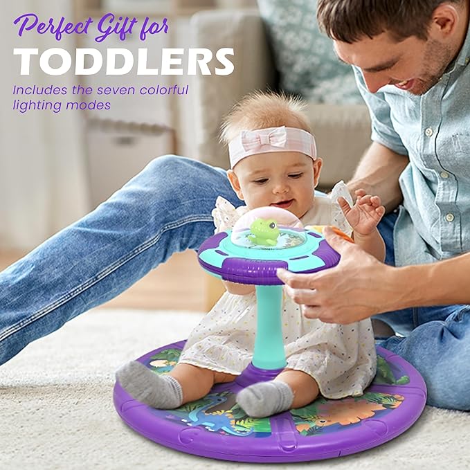 Sit and Spin Toy for Toddlers, Interactive 360ยฐ Sit N Spin with Colorful LED Lights and Music, Fun Sensory Play for Girls and Boys