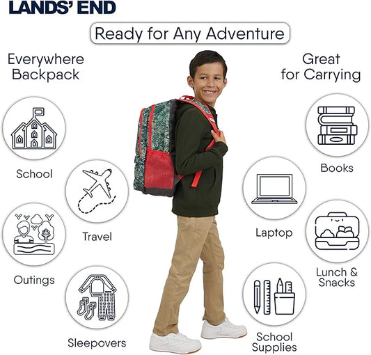 Lands' End Unisex Kids Large ClassMate Lightweight Durable Elementary School Backpack, Dusty Olive