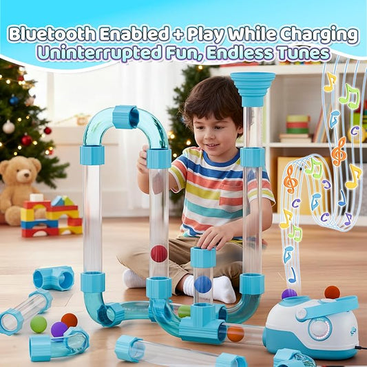 Air-Powered STEM Building Toys - Bluetooth Learning Toys with Wireless Music Play, Rechargeable & Play While Charging, STEM Toys for 3+ Year Old, Kids Toys Birthday Gifts for Kids