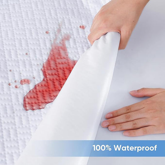 Cooling Waterproof Mattress Protector Twin XL Size, Mattress Cover 3D Air Fabric Mattress Pad Cover Smooth Soft Breathable Noiseless, 8''-21'' Deep Pocket