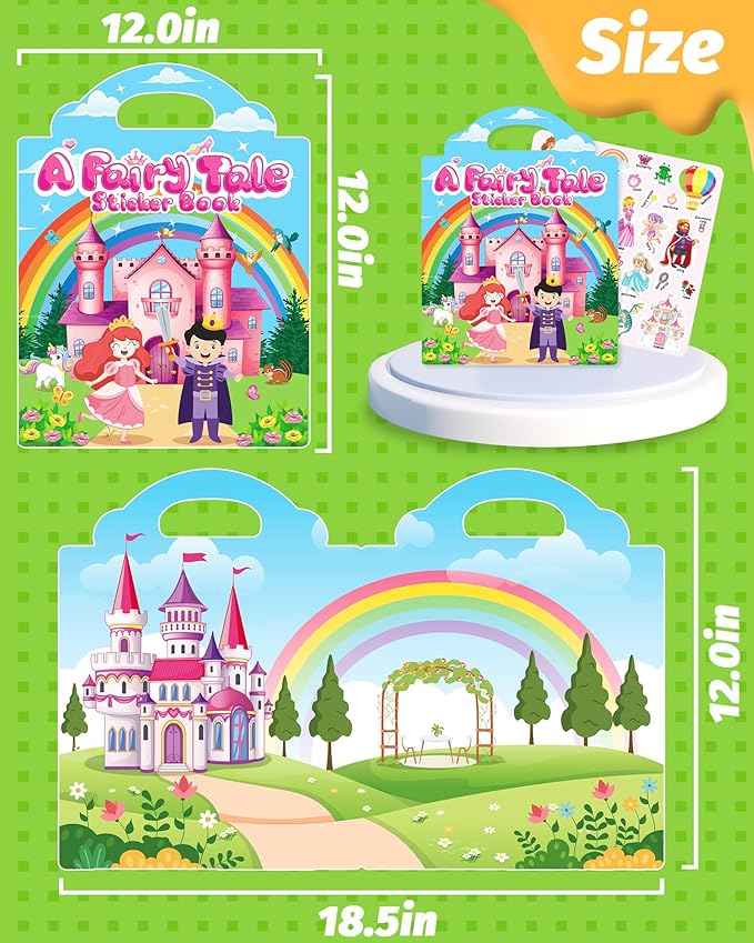 Walenced Reusable Sticker Book for Toddlers, Stickers for Kids, Toddler Craft Activities, Toddler Travel Toys Ages 3 and Up Boy Girl Birthday Gifts