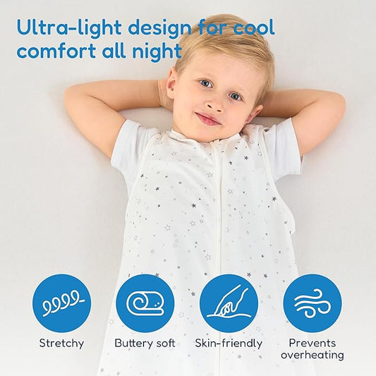 TotAha Toddler Sleep Sack 1.0 TOG, Soft Quilted Wearable Blanket Baby Sleeping Bag with 2-Way Safe Zippers for All Seasons
