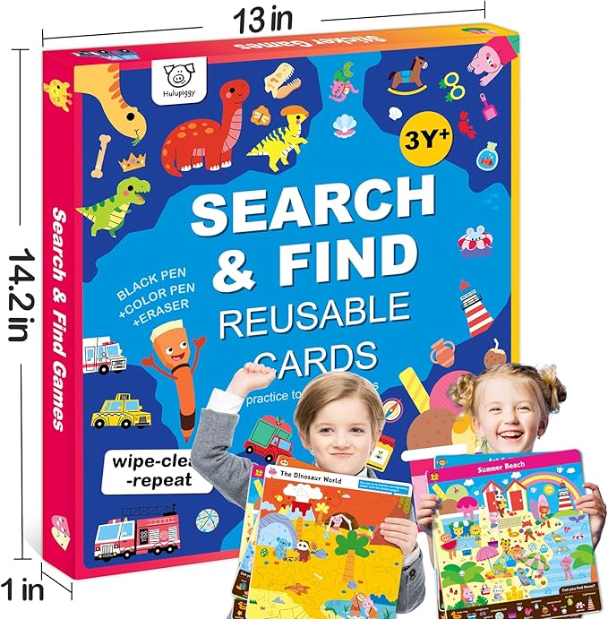 Search and Find Educational Game for Kids 3, 4, 5, 6 Year Olds - Reusable Preschool Learning Activities, Art & Craft Toys | Builds Vocabulary, Gifts for Toddlers, Girls and Boys
