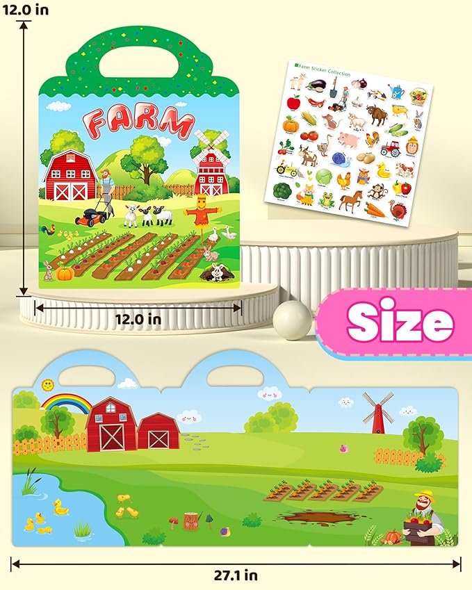 Walenced Reusable Sticker Book for Toddlers, Stickers for Kids, Toddler Craft Activities, Toddler Travel Toys Ages 3 and Up Boy Girl Birthday Gifts