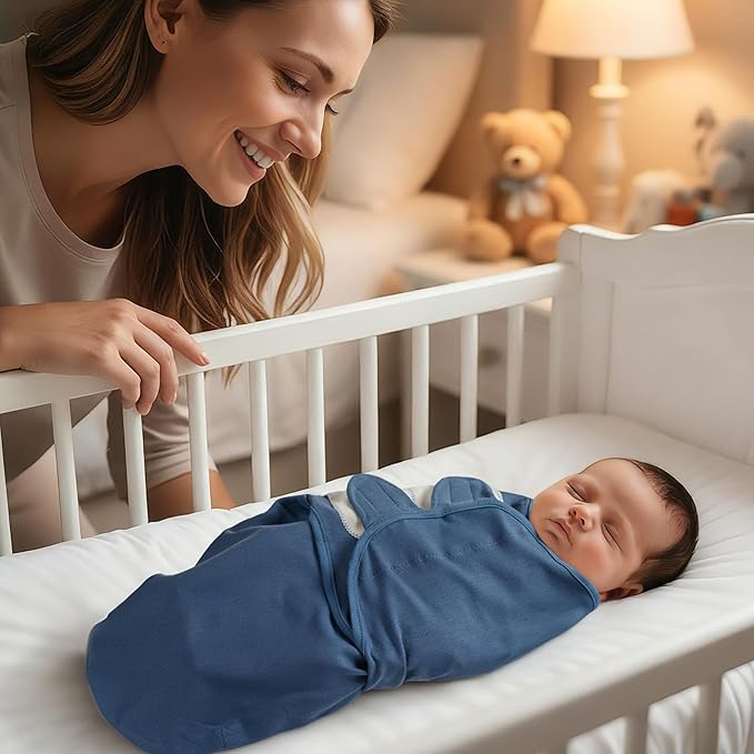 Baby Swaddles for Newborn Organic Cotton,Soft & Snug Newborn Velcro Swaddle 0-3 Months Sleep Sack Helps Calm Startle Reflex, 2-Pack Wrap Nursery Swaddling Blankets Blue Dinosaur