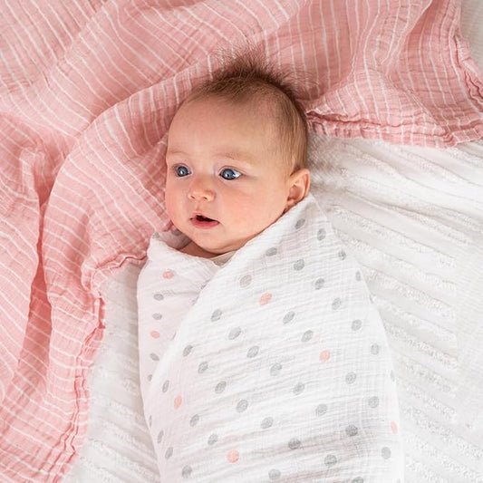 aden + anais Essentials Muslin Swaddle Blankets for Baby Girls and Boys, Newborn Receiving Blanket for Swaddling, 100% Cotton Baby Swaddle Wrap, 4 Pack, Doll