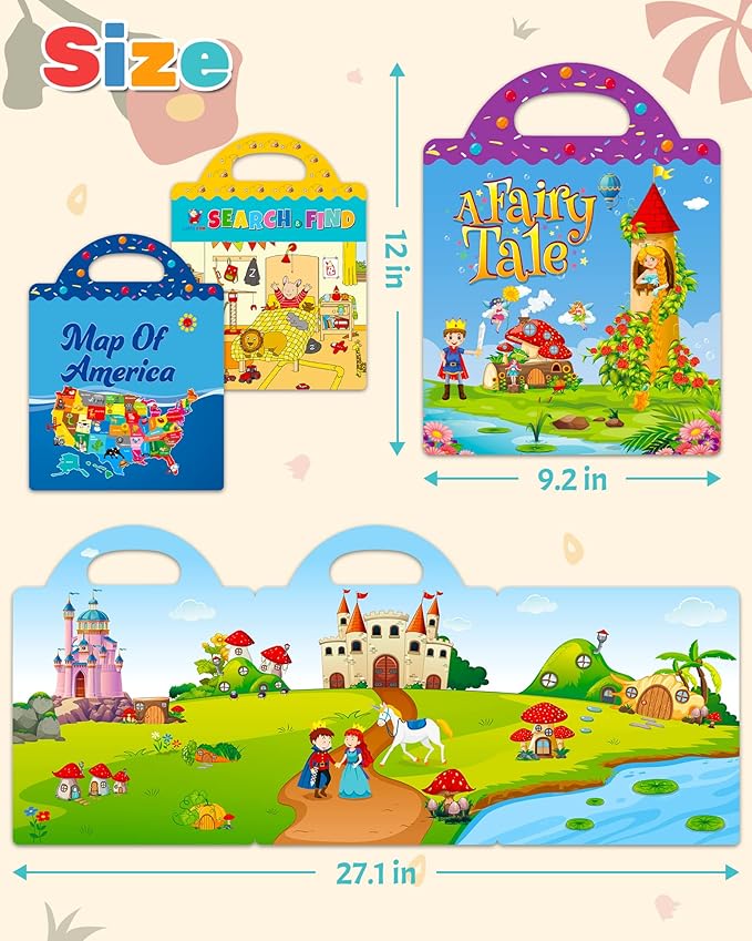 Benresive Reusable Sticker Books for Kids 2-4, Sticker Books for Toddlers 1-3 2-4, Toddler Travel Toys Activities Crafts Gifts