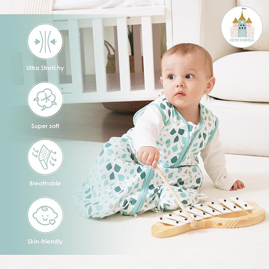 Cute Castle Baby Sleep Sack 18-24 Months - Lightweight 100% Cotton 2-Way Zipper TOG 0.5 Infant Wearable Blanket, Newborn Essentials Toddler Sleep Clothes (3 Pack Green)
