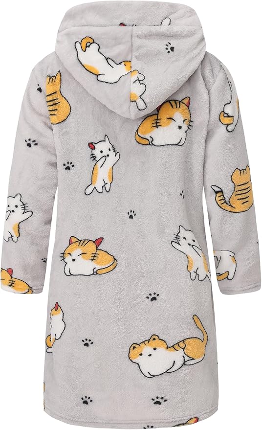 Kid Fleece Hooded Robes Girls Bathrobes Boys Soft Plush Sleepwear Toddler Fuzzy Pajamas