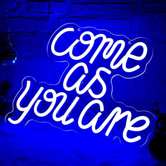 Blecode Come as You Are Neon Sign for Wall Decor Led Lights for Rock Music Grunge Fans Decor Light Up for Room Man Cave Pub Bar Bedroom Rock Club Party Nirvana Size 12.6 * 10.2in(XD372)