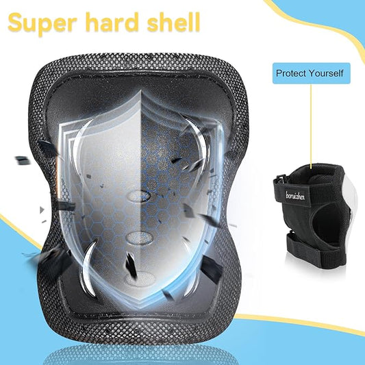 Kids/Adult/Youth Knee and Elbow Pads with Wrist Guards 3 in 1 Protective Gear Set for Skateboarding Cycling BMX Bike Scooter Skating Rollerblading Riding