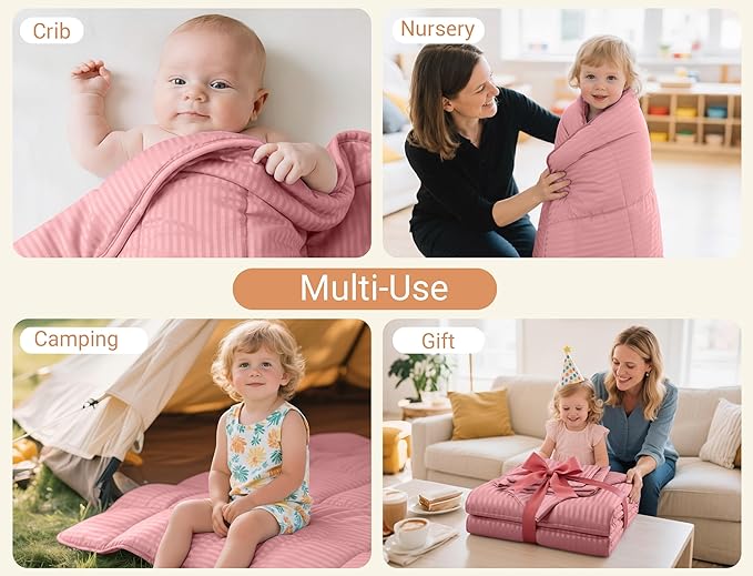 ZPECC Toddler Bedding Set - 4 Piece Hypoallergenic Baby Crib Bedding Set for Boys and Girls, Includes Toddler Comforter, Flat Sheet, Fitted Sheet and Pillowcase, Dusty Rose