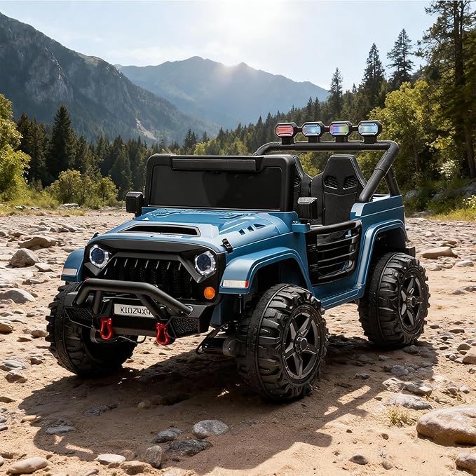 24V Ride on Toys for Big Kids, 2 Seater Ride on Cars with Remote Control, Ride on Truck w/ 4-Wheeler Suspension, 3 Speeds, Led Lights, Bluetooth Music Player