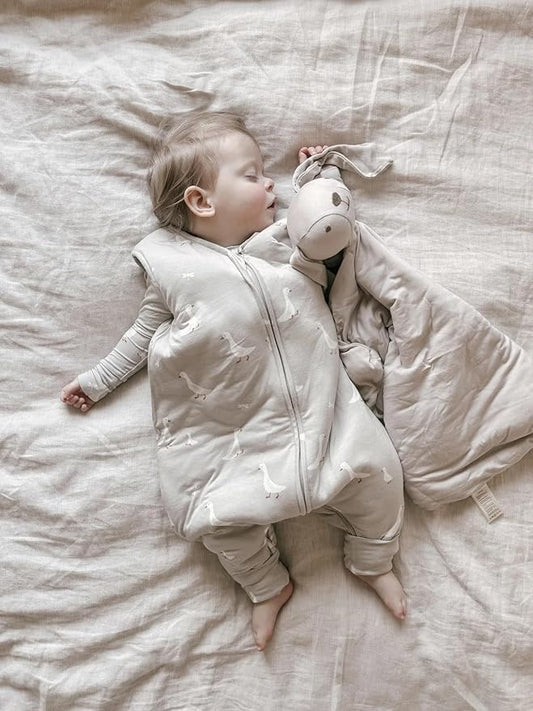 GUNAMUNA Baby Footie Sleep Bag – Walkable Wearable Blanket with DIAPER-ZiP, Convertible Foot Cuffs, Anti-Slip Grips