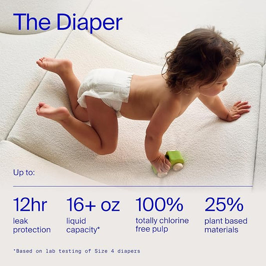 Coterie Baby Wipes + Diapers Kit, Size 2 Diapers (186 Count) & 12 Pack (672 Count) Baby Wipes with 99% Water, Plant Based Materials, Hypoallergenic for Sensitive Skin
