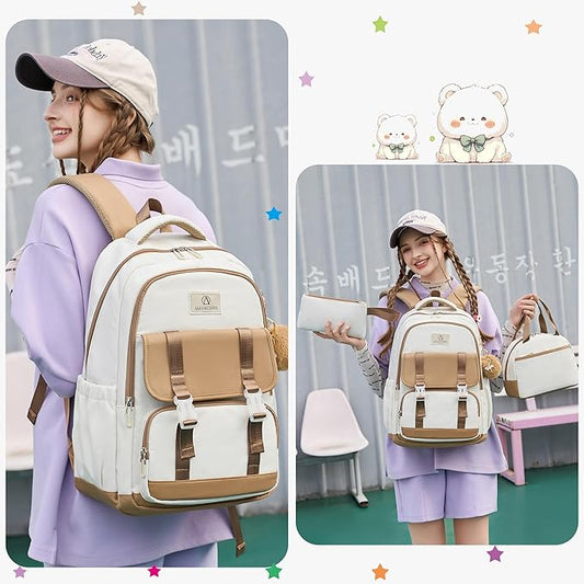AO ALI VICTORY Laptop Backpack 16 Inch Kids Elementary Middle High School Bag College Backpacks Women Work Business Back Pack Travel Rucksack Large Bookbag for Teens Girls Womens Students, Brown