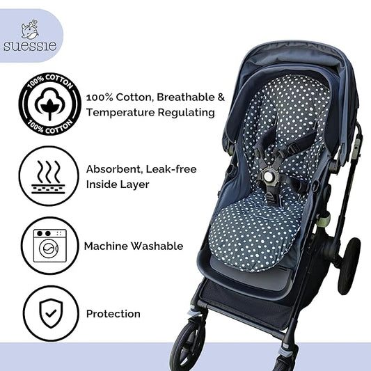 Suessie Stroller Liner - Universal and Reversible Seat Insert, Black Dots