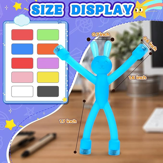 10Pcs Magnetic Bunny Men Travel Toys for Toddlers Kid Girls ADHD Quiet Airplane Travel Activities Essential Toy Magnets Rabbit Fidget Toys Adults Autism Cool Gadget for Office Desk Classroom Prizes