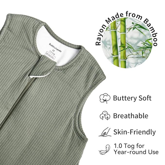 Rayon Made from Bamboo Toddler Sleep Sack with Feet 12-24 Months 1.0 Tog Breathable Sleep Sack 1t-2t Ultra Soft Baby Wearable Blanket with Legs Unisex Sleeping Bag with 2-Way Zipper